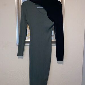 NOBO Black and Green Long Sleeve Sweater Dress